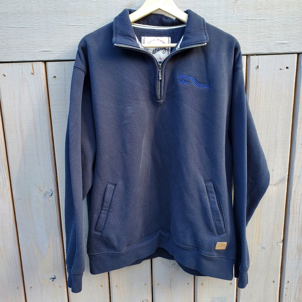 LANDWAY Men's 1/4 Zip Pullover Fleece Sweatshirt SZ LG - Ober Gatlinburg TN Logo